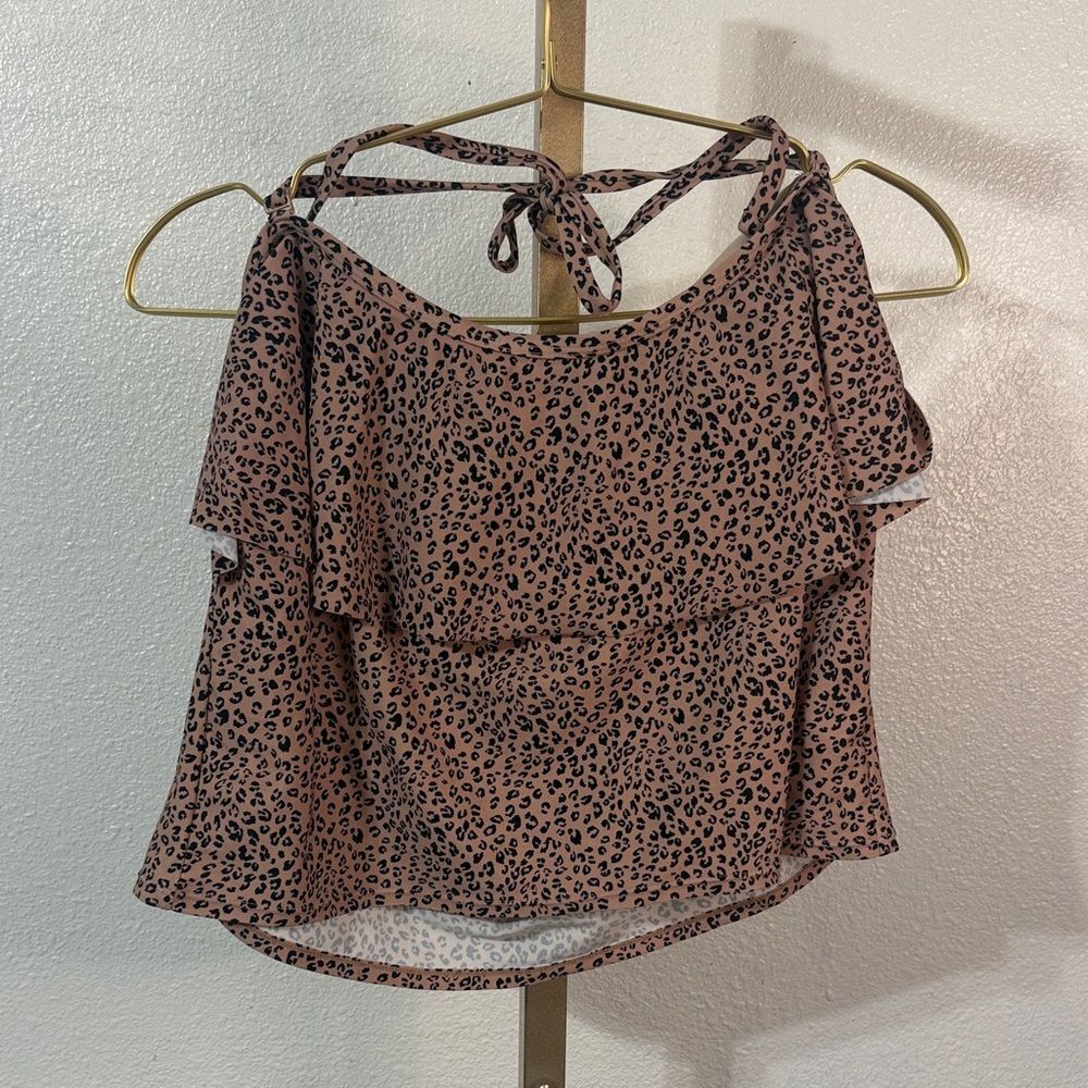 Kona Sol- Animal Print Tankini ruffle top- Size XL